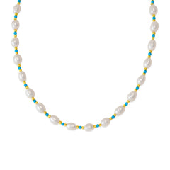 Ketting met parels en turkooizen kralen