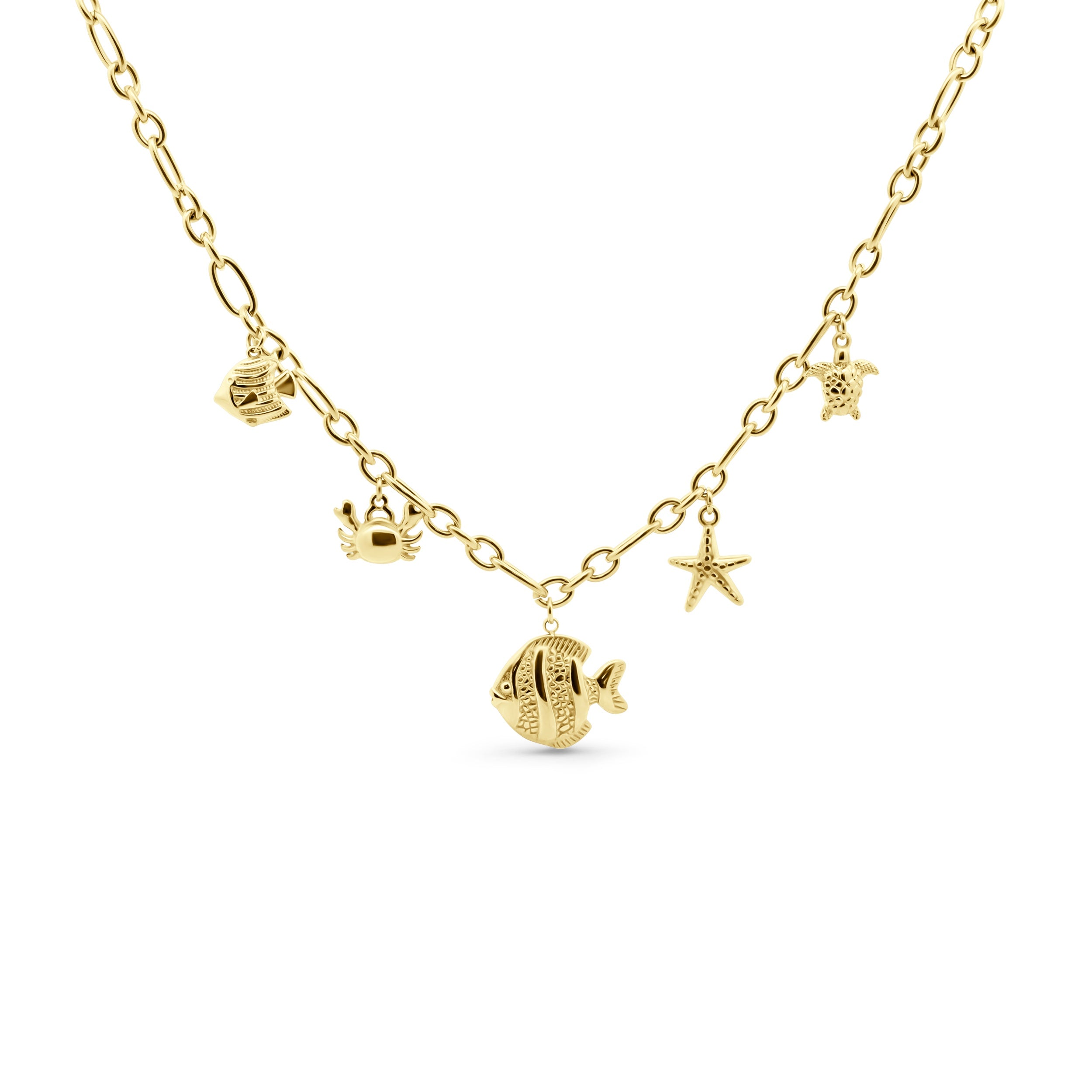 Necklace with sea charms and large fish