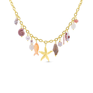 necklace with sea charms and shell