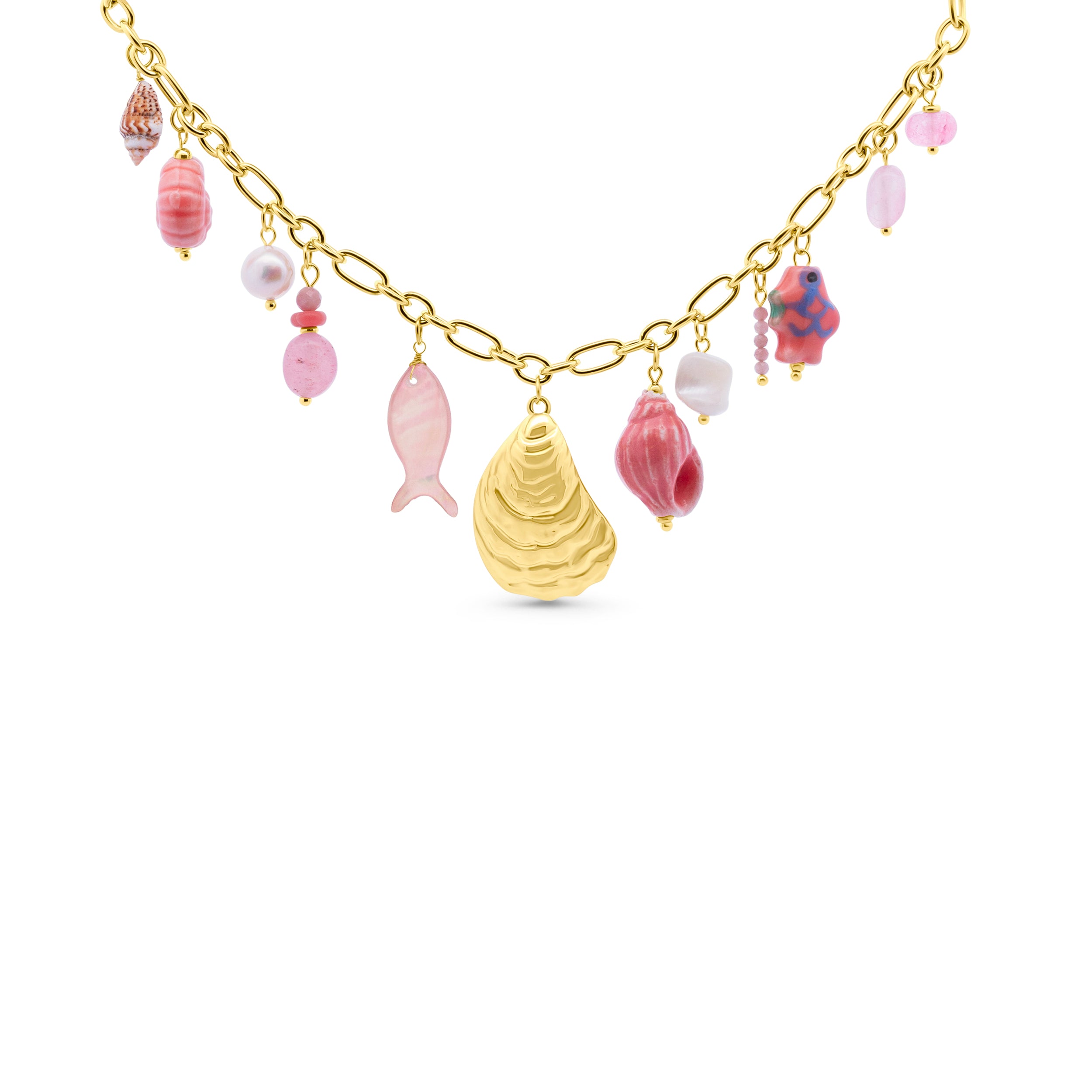 necklace with sea charms and shell