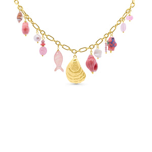 necklace with sea charms and shell