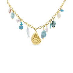 necklace with sea charms and shell