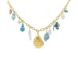 necklace with sea charms and shell