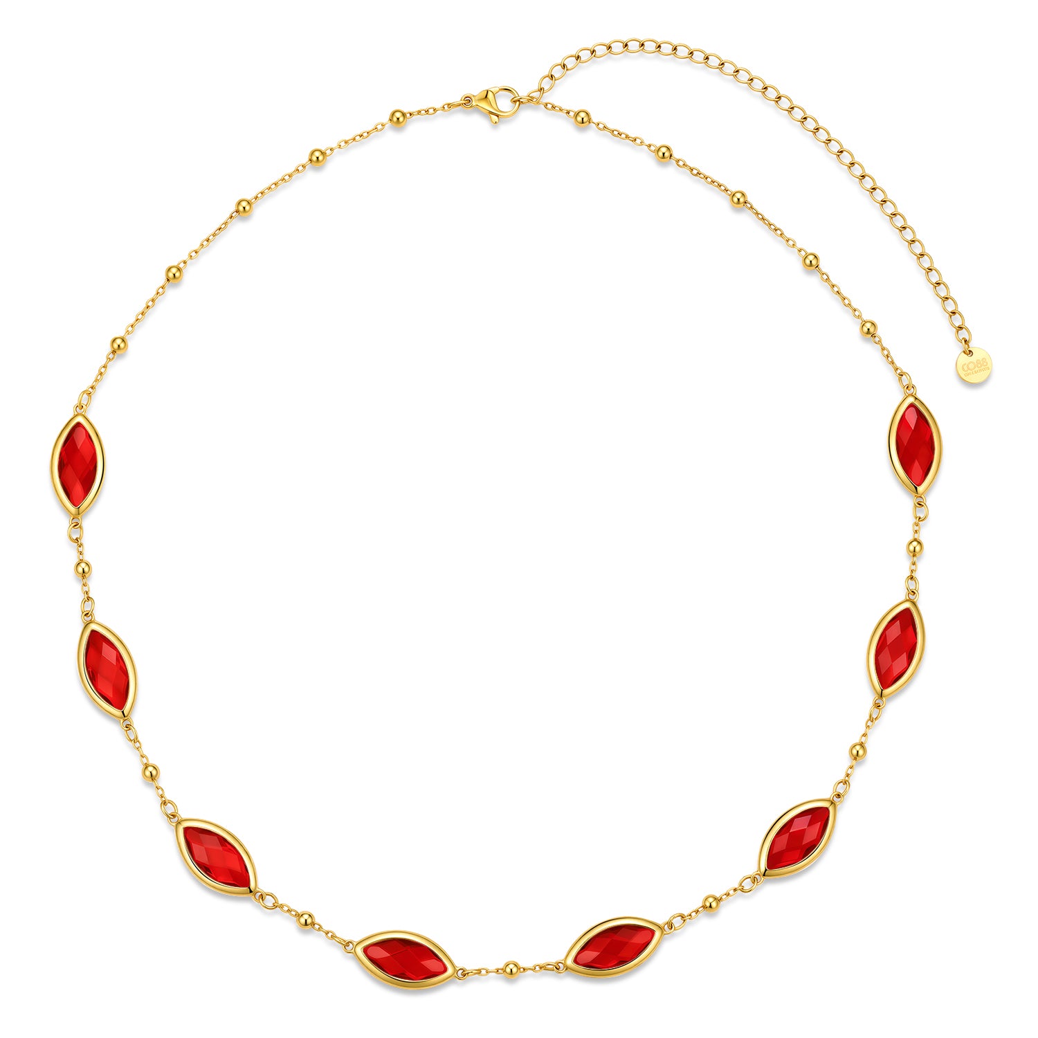 Necklace with steel and glass stones