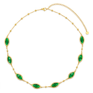 Necklace with steel and glass stones