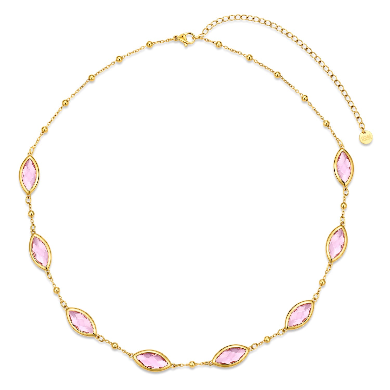 Necklace with steel and glass stones