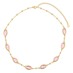 Necklace with steel and glass stones
