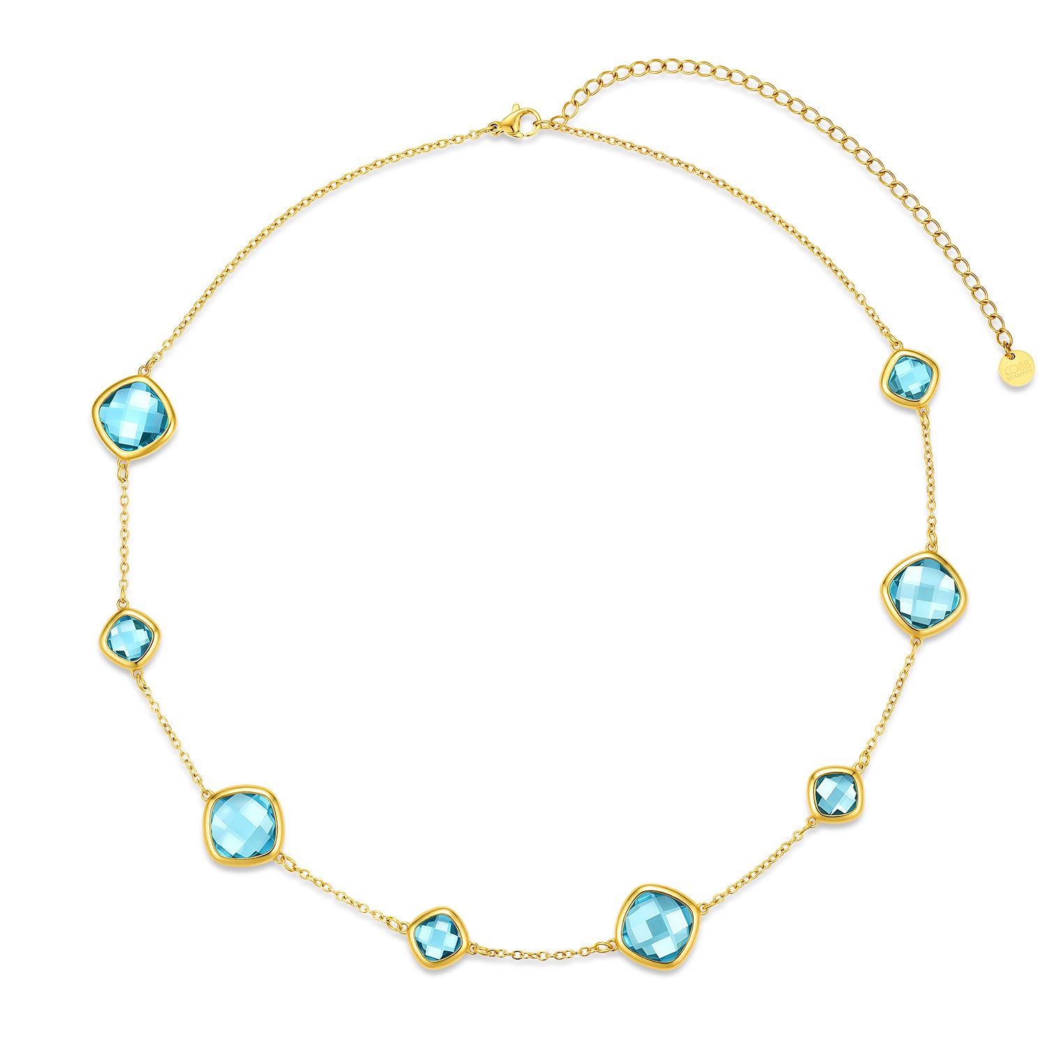 Necklace with steel and glass stones