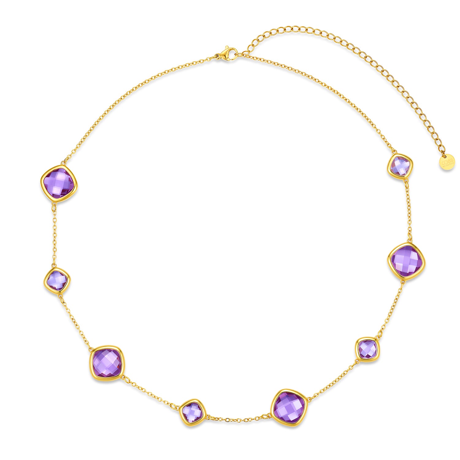 Necklace with steel and glass stones