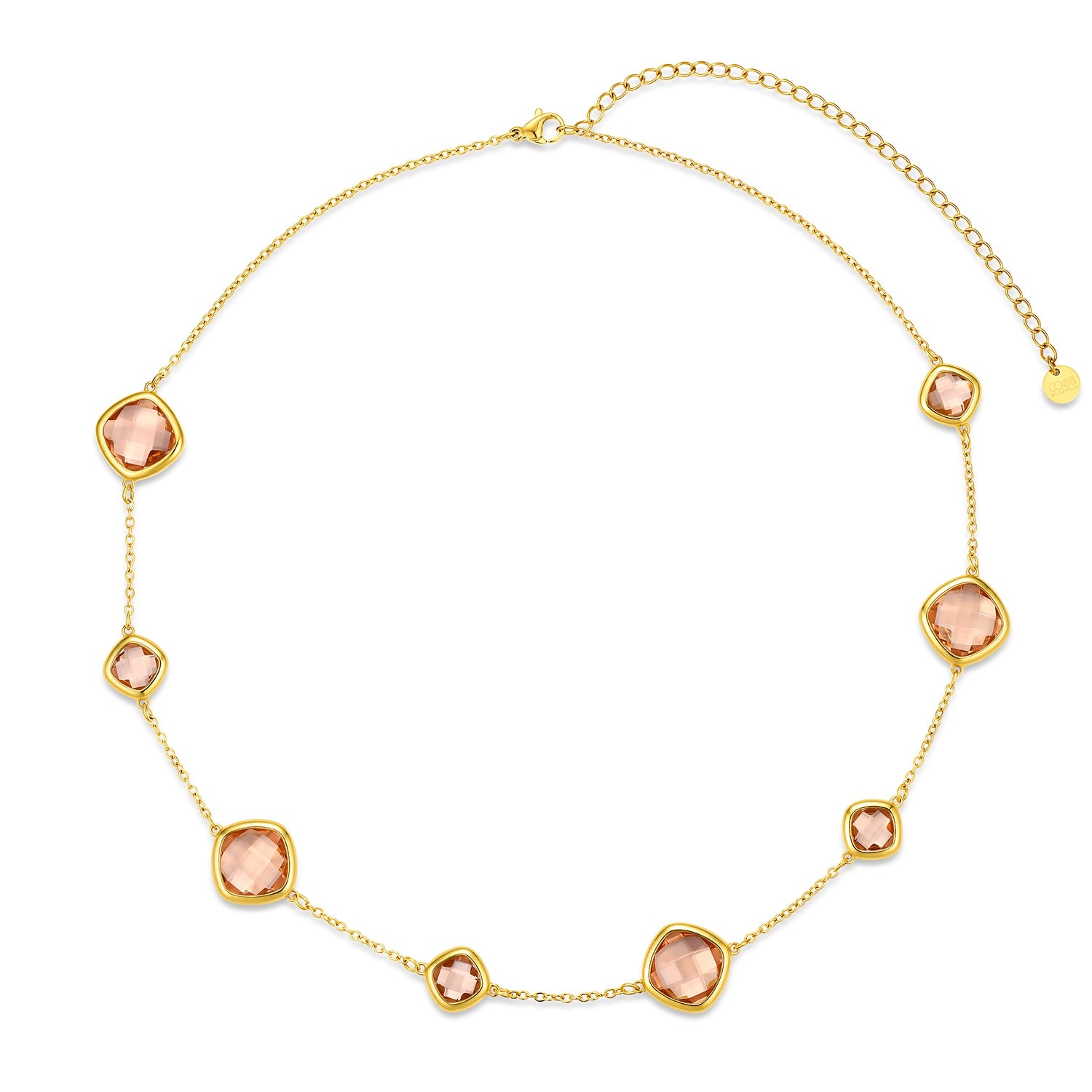 Necklace with steel and glass stones