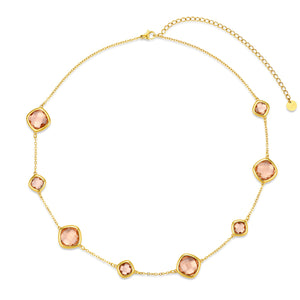 Necklace with steel and glass stones