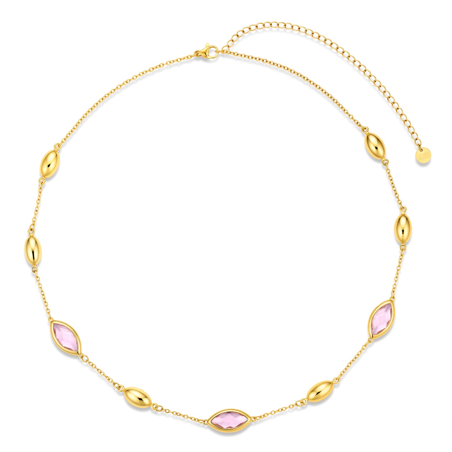 Necklace with steel and glass stones