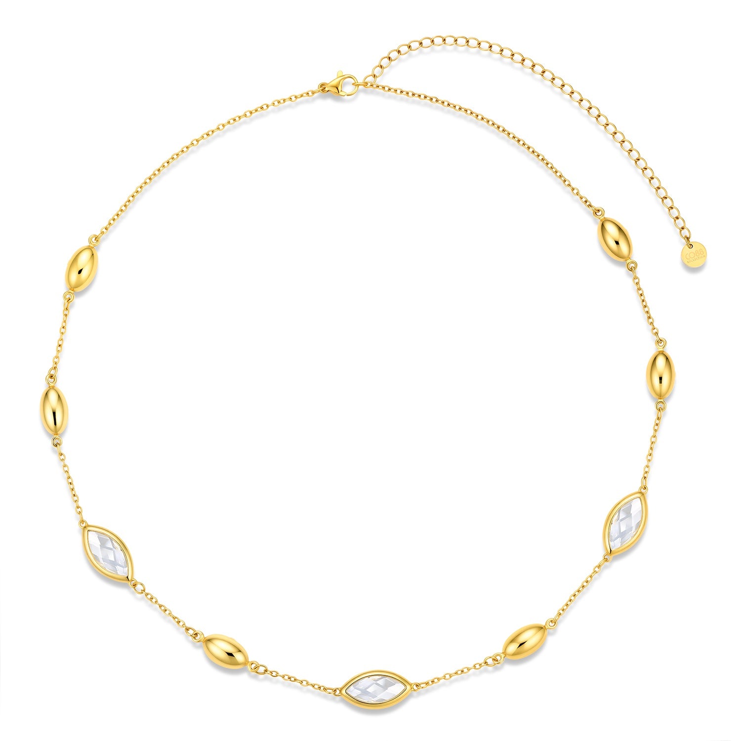 Necklace with steel and glass stones