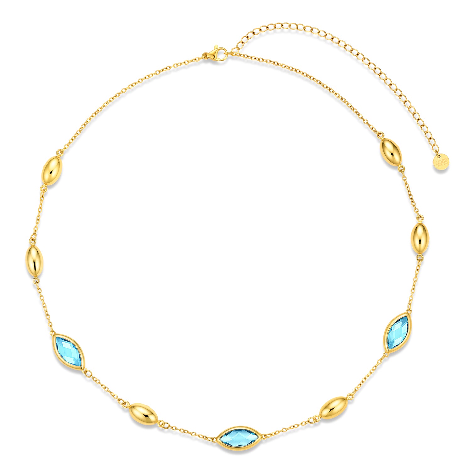 Necklace with steel and glass stones