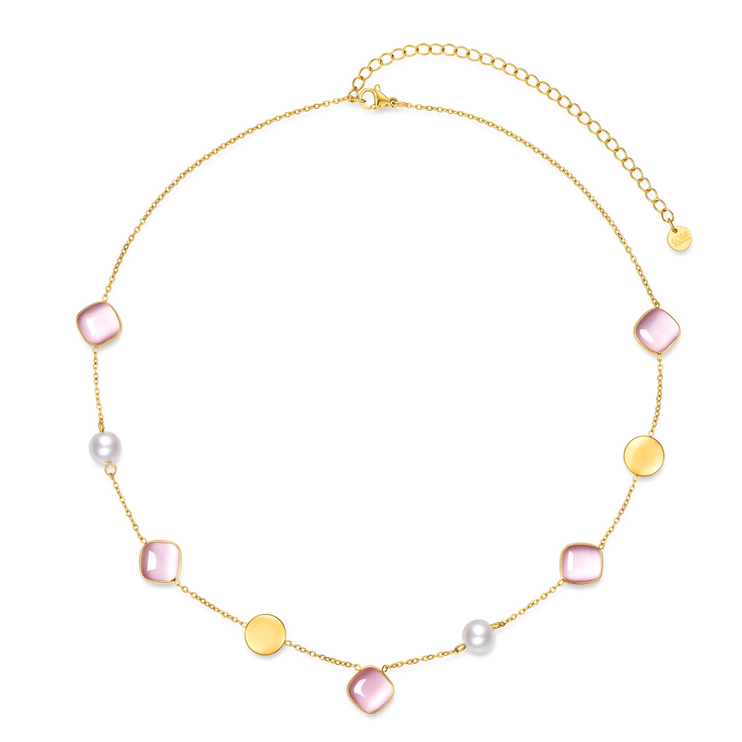 Necklace with cat's eye and shell beads