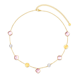 Necklace with cat's eye and shell beads