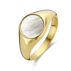 CO88 Collection Mother of Pearl Round Ring – Stainless Steel