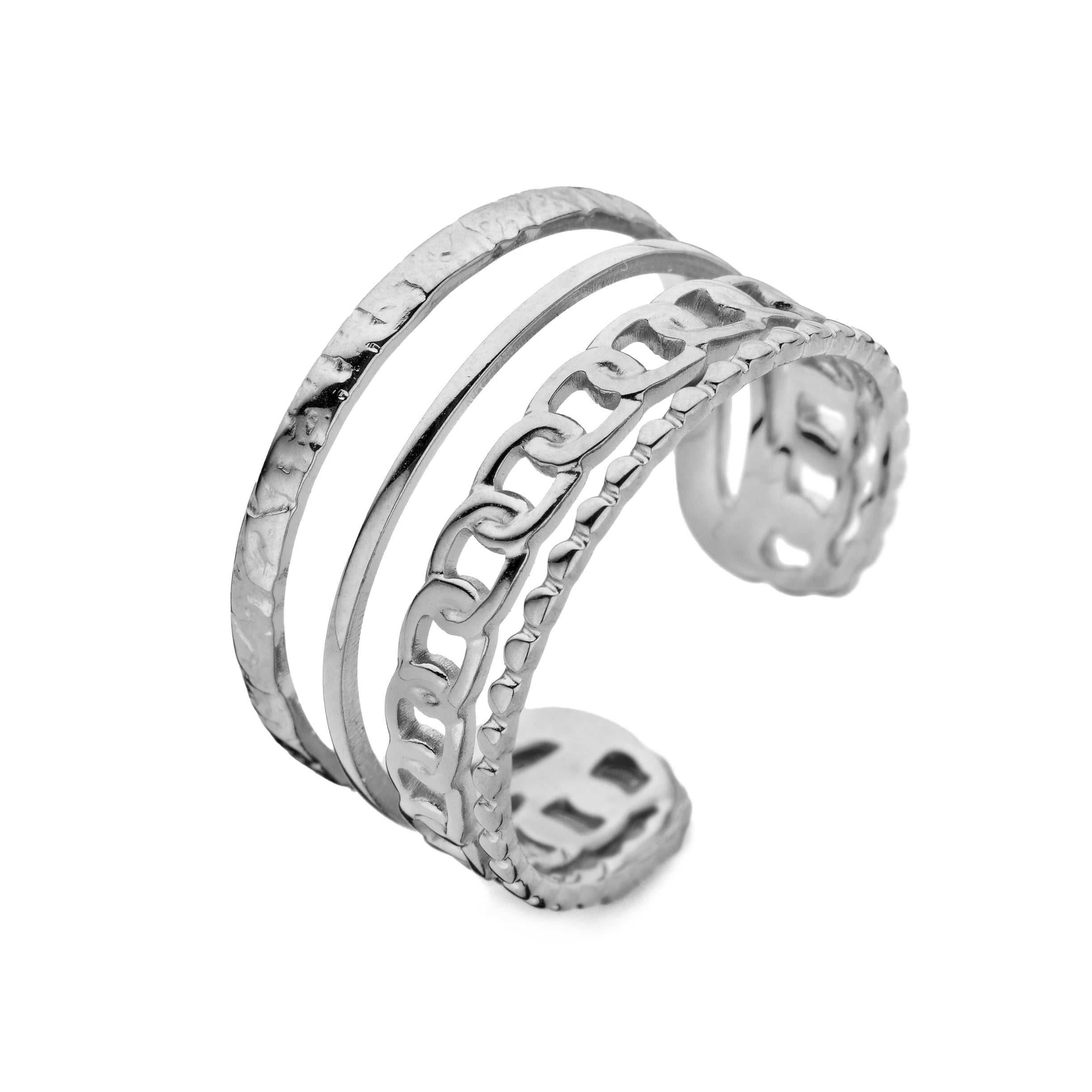 CO88 Collection Layered Open Ring – Stainless Steel