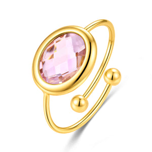 CO88 Collection Stone Open Ring – Stainless Steel