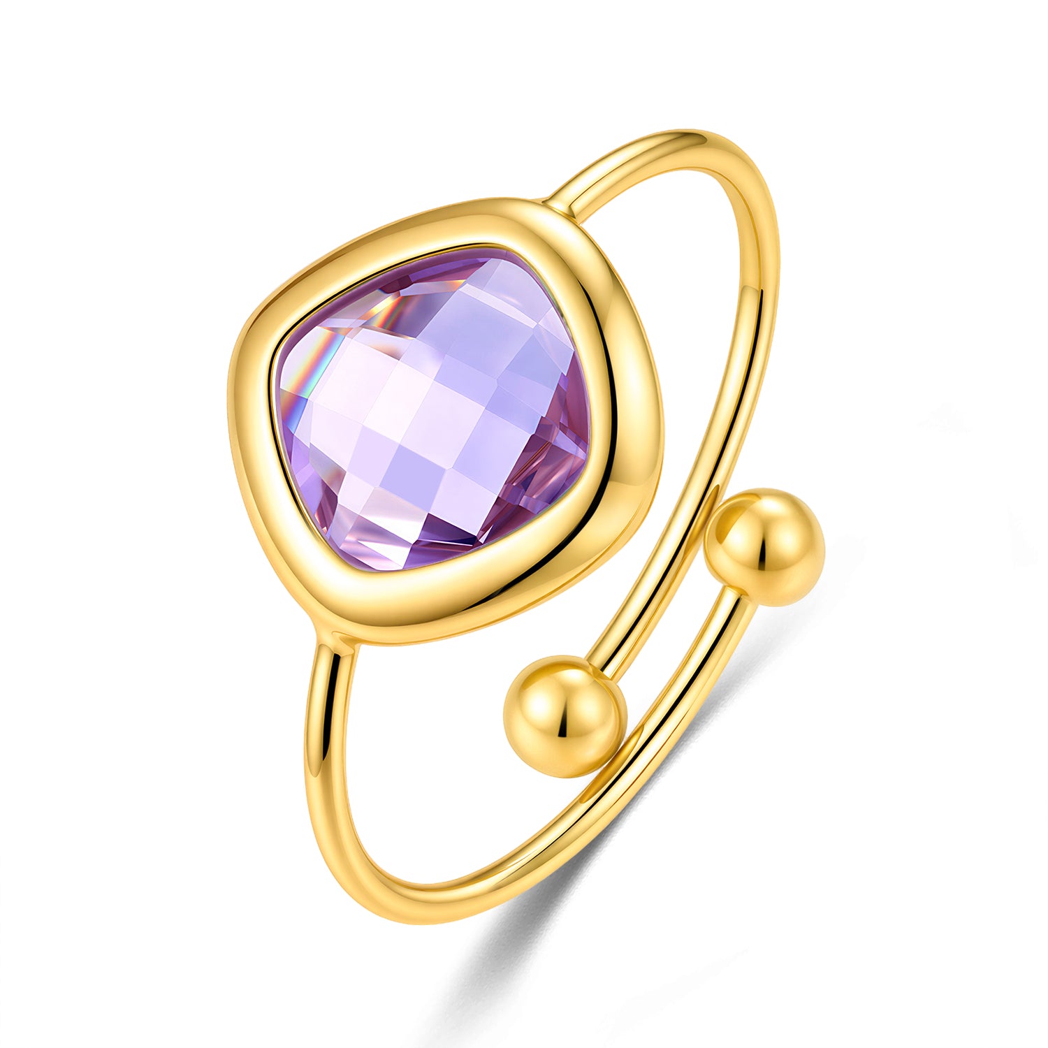 CO88 Collection Stone Open Ring – Stainless Steel