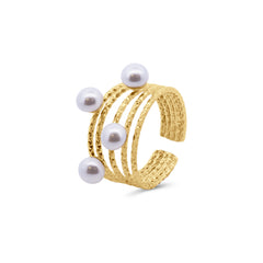 CO88 Collection Pearl Open Ring – Stainless Steel