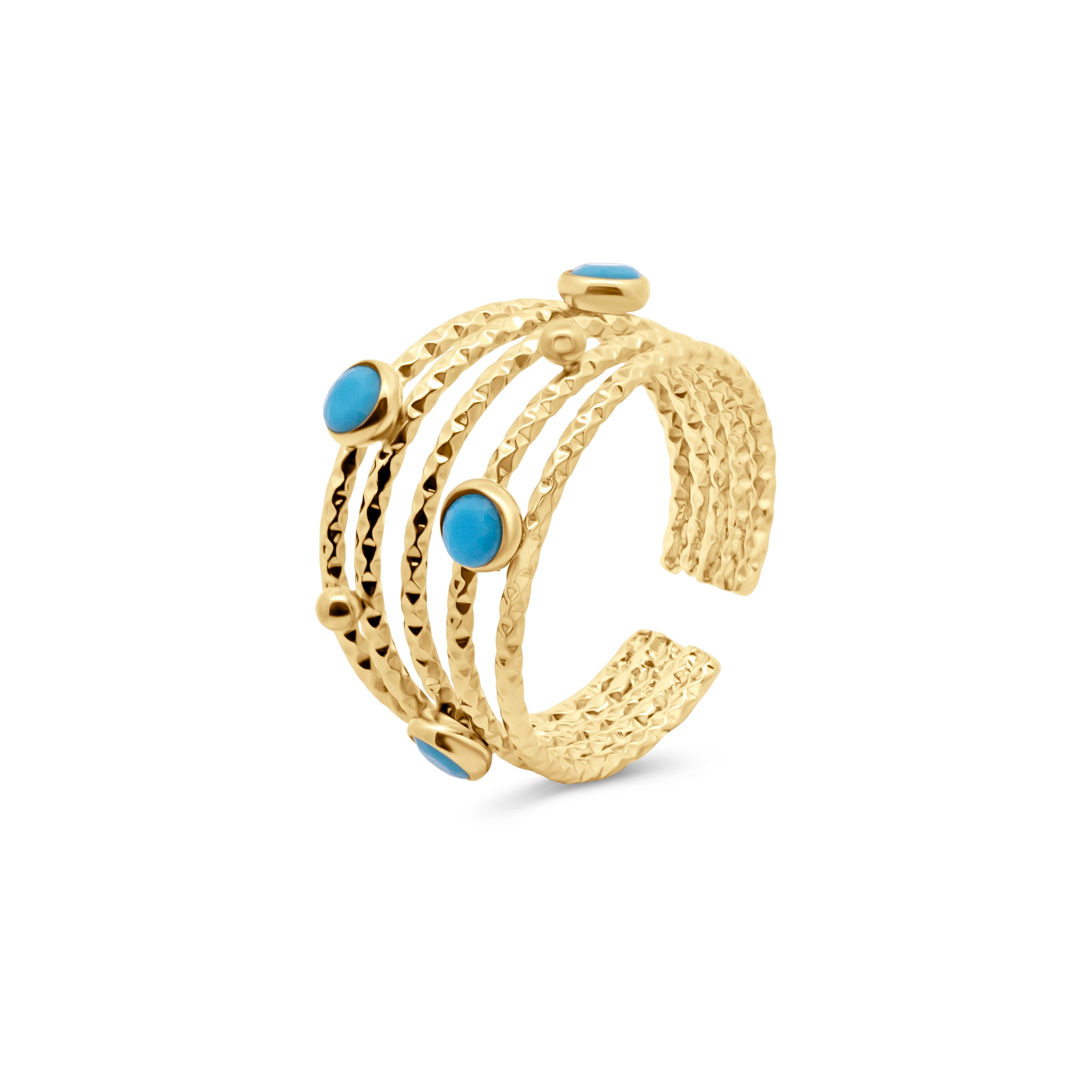 CO88 Collection Stone Detail Open Ring – Stainless Steel